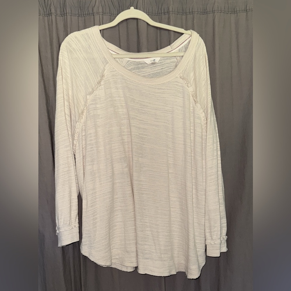 Terra & Sky Women's Light Cream Long Sleeve Top